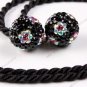 BLACK FLOWER CZECH CRYSTAL 925 SILVER BALL PENDANT