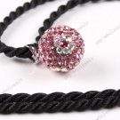 1PC PINK CZECH CRYSTAL 925 SILVER BALL PENDANT 14MM