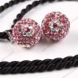 1PC PINK CZECH CRYSTAL 925 SILVER BALL PENDANT 14MM