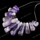 AMETHYST GEMSTONE STICK PENDANT BEADS SET 11PCS FASHION