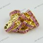 50x Pink Crystal Gold plated Spacer Beads Findings lots