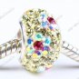 925 Silver Czech Crystal Flower 5mm Big Hole Beads Fit Charm Bracelet 8X14MM