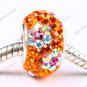 925 Silver Czech Crystal Flower 5mm Big Hole Beads Fit Charm Bracelet 8X14MM
