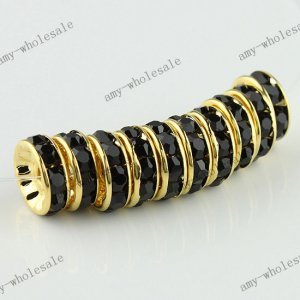 50x Black Crystal Gold plated Spacer Beads Findings