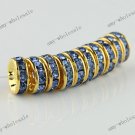 50x Light Blue Crystal Gold Spacer Beads Findings lots