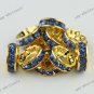 50x Light Blue Crystal Gold Spacer Beads Findings lots