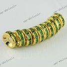 50x Light Green Crystal Gold Spacer Charm Loose Beads