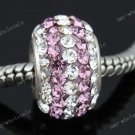 LILAC CZECH CRYSTAL 925 SILVER EUROPEAN BIG HOLE BEADS FIT BRACELET 1PC