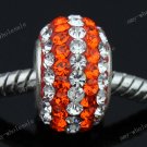 1PC CZECH CRYSTAL 925 SILVER SPACER CHARM BEADS BIG HOLE BEADS