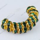 WHOLESALE 50X Green Crystal Gold Spacer Loose Beads Findings 6mm