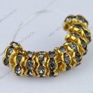 WHOLESALE 50X Gray Crystal Gold Spacer Loose Beads Findings 6mm