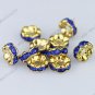 WHOLESALE 50X Deep Blue Crystal Gold Loose beads Spacer Beads Findings 6mm