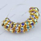 WHOLESALE 50X Clear AB Crystal Gold Loose beads Spacer Beads Findings 6mm