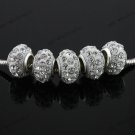 5PCS CLEAR CRYSTAL WHITE RESIN CHARM BEADS FIT BRACELET