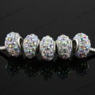 5X CLEAR AB CRYSTAL RESIN CHARM BEADS FIT BRACELET