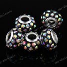 5X WHITE AB CRYSTAL RESIN BLACK BEADS FIT BRACELET