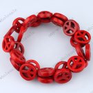 15MM RED TURQUOISE HOWLITE PEACE SIGN GEM BEADS 15.5"L