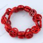 15MM RED TURQUOISE HOWLITE PEACE SIGN GEM BEADS 15.5"L