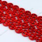 15MM RED TURQUOISE HOWLITE PEACE SIGN GEM BEADS 15.5"L