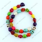 32PCS MULTICOLOR HOWLITE TURQUOISE SKULL BEADS 10X12MM