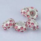5X ROSE CRYSTAL SILVER SPACER BEADS BRACELET 6X11mm