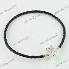 20PCS WHOLESALE HANDMADE BLACK LEATHER CHARM BRACELET FIT BEADS 23CM