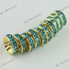 50x Ocean Blue Crystal Spacer Gold Beads Wholesale