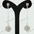 Authentic Clear Czech Crystal 925 Silver Fashion Ball Dangle Earring 10mm
