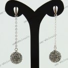 Authentic Gray Czech Crystal 925 Silver Fashion Ball Dangle Earring 10mm