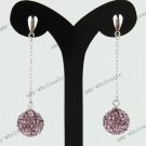 Authentic Light Purple Czech Crystal 925 Silver Ball Dangle Earring 10mm