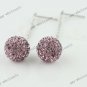 Authentic Light Purple Czech Crystal 925 Silver Ball Dangle Earring 10mm