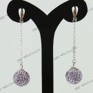 Genuine Voilet Czech Crystal 925 Silver Ball Dangle Earring 10mm