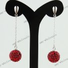 Genuine Red Czech Crystal 925 Silver Ball Dangle Earring 10mm