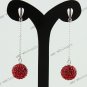 Genuine Red Czech Crystal 925 Silver Ball Dangle Earring 10mm