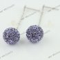 Deep Voilet Czech Crystal Genuine 925 Silver Disco Ball Dangle Earring 10mm