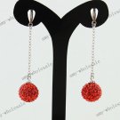 Nacarat Czech Crystal Genuine 925 Silver Disco  Ball Dangle Earring 10mm