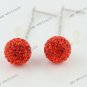 Nacarat Czech Crystal Genuine 925 Silver Disco  Ball Dangle Earring 10mm