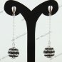 Clear&Blcak Czech Crystal Genuine 925 Silver Disco  Ball Dangle Earring 10mm