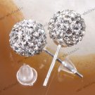 Best Christmas Gift Clear Czech Crystal 925  Silver Fashion Ball Earring 8mm
