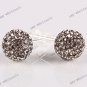 Best Christmas Gift Gray Czech Crystal 925  Silver Fashion Ball Earring 8mm