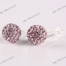Best Christmas Gift Light Purple Czech Crystal 925 Silver Ball Earring Stud 8mm