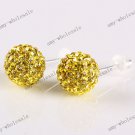 Best Christmas Gift Yellow Czech Crystal 925 Silver Ball Earring Stud 8mm