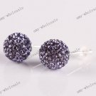 Best Christmas Gift Lavender Czech Crystal 925 Silver Ball Earring Stud 8mm