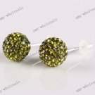 Best Christmas Gift Olives Czech Crystal 925 Silver Ball Earring Stud 8mm