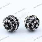 Best Christmas Gift Black&White Czech Crystal 925 Silver Ball Earring Stud 8mm