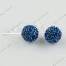 Best Christmas Gift Deep Blue Czech Crystal 925 Silver Ball Earring Stud 8mm