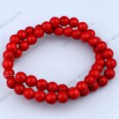8MM RED NATURAL TURQUOISE HOWLITE ROUND LOOSE BEADS