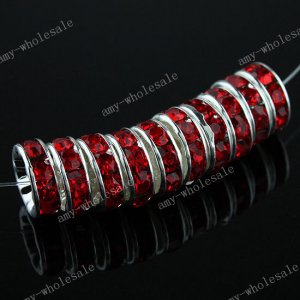 50x Deep Red Crystal Spacer Beads Jewelry Findings 10mm
