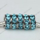 18KGP Crystal European Big Hole Charm Beads Findings Fit Charm Bracelet 5mm