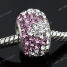 PURPLE CZECH CRYSTAL 925 SILVER CHARM BEAD